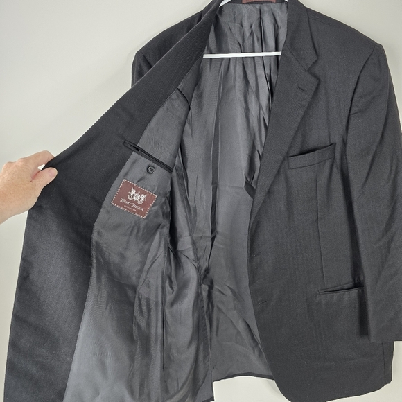 Hickey Freeman Addison Dark Gray Cashmere Silk Sport Coat 46L Careerwear Office - Picture 10 of 15